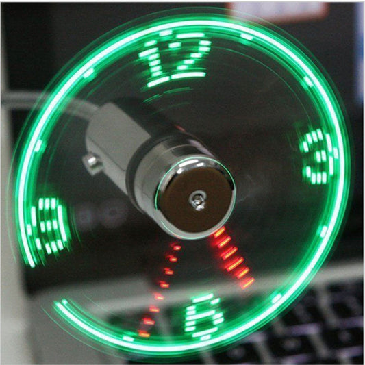 مروحة USB صغيرة مع ساعة LED