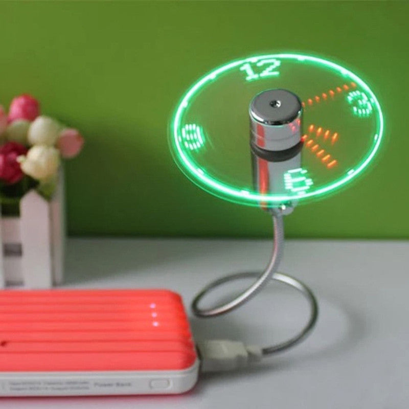 مروحة USB صغيرة مع ساعة LED