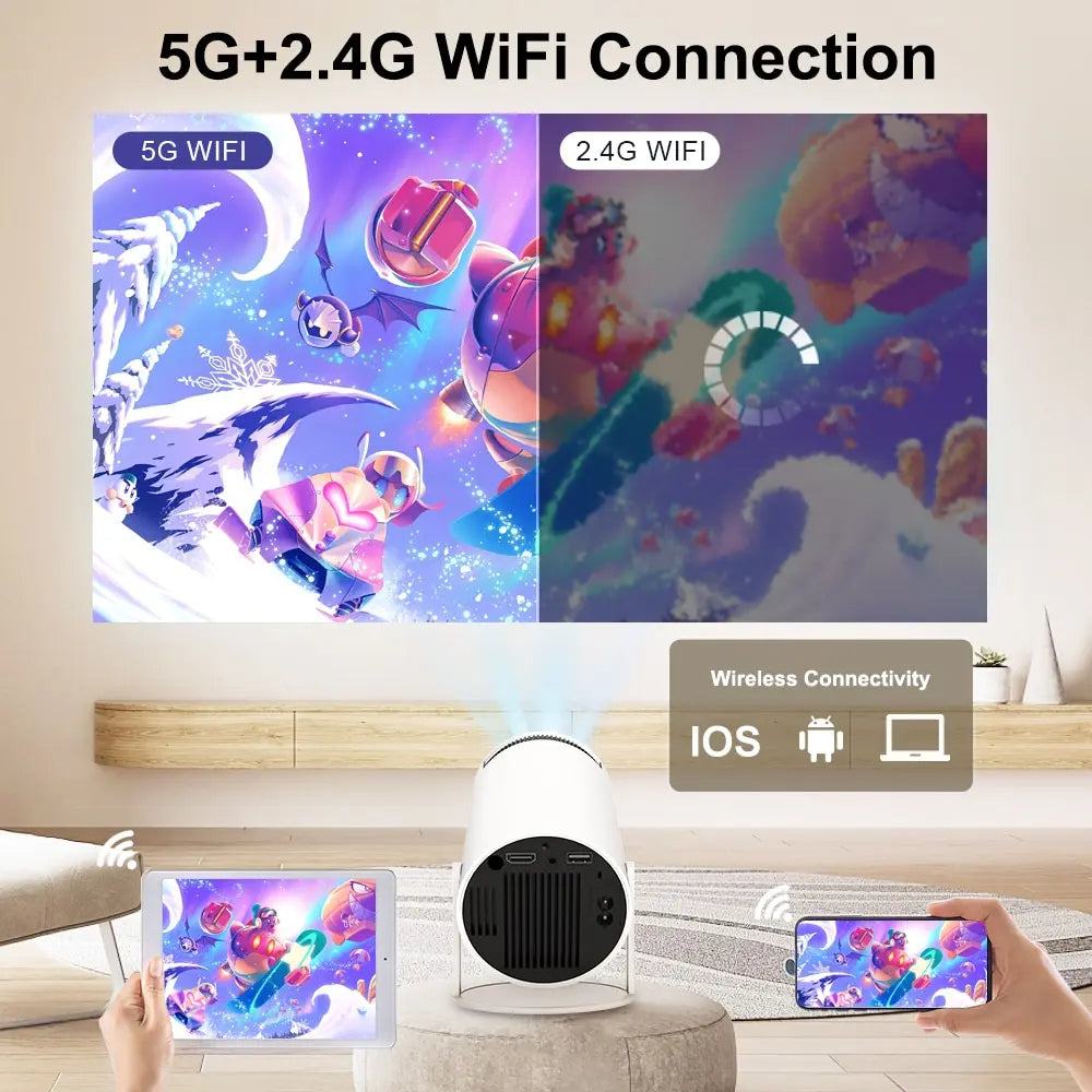جهاز عرض صغير HY300 بدقة 4K يعمل بنظام Android 11 وWiFi6 وBT5.0