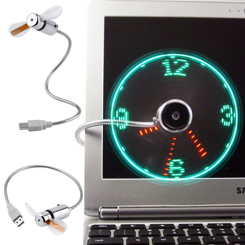 مروحة USB صغيرة مع ساعة LED