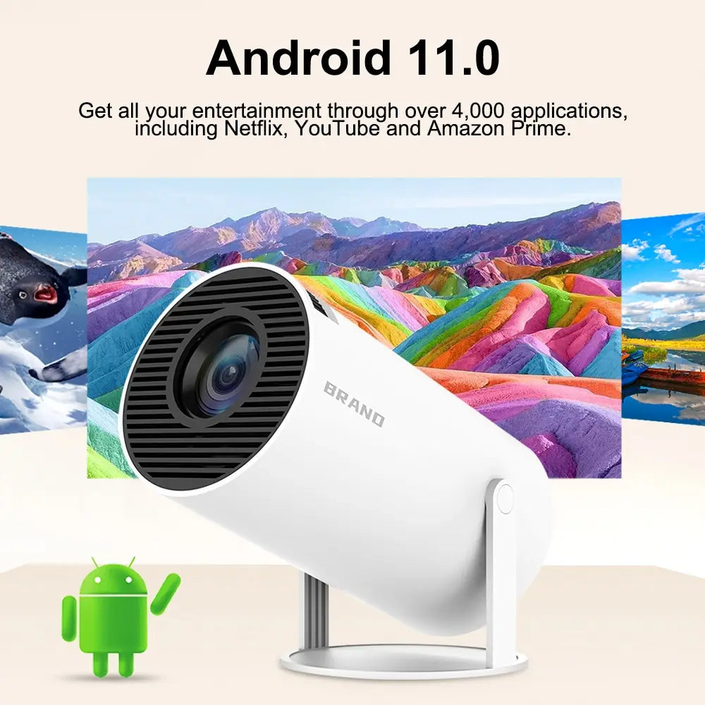 جهاز عرض صغير HY300 بدقة 4K يعمل بنظام Android 11 وWiFi6 وBT5.0