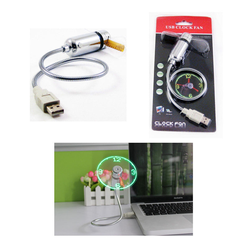 مروحة USB صغيرة مع ساعة LED